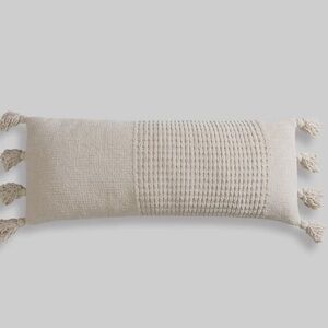 NWT Sunday Citizen Braided Pom Pom Lumbar Pillow $120- Sahara Tan